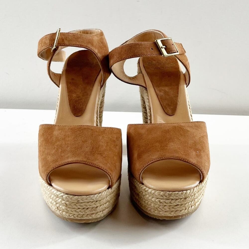 Andre Assous Sasha Suede Espadrille High Heel Sandals Shoes Brown Tan 8 - Picture 5 of 10